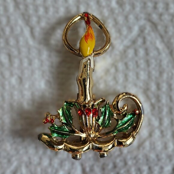 Vintage 1950's Christmas Candle PIn - Picture 4 of 4